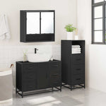 ZNTS 3 Piece Bathroom Furniture Set Black Engineered Wood 3301050