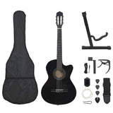 12 Piece Western Guitar Set with Equalizer and 6 Strings Black 70139