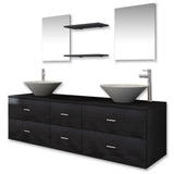 Nine Piece Bathroom Furniture Set with Basin with Tap Black 273689