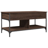 Coffee Table Brown Oak 100x50x50 cm Engineered Wood and Metal 845370