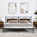 Bed Frame without Mattress Smoked Oak 200x200 cm Engineered Wood 4106750