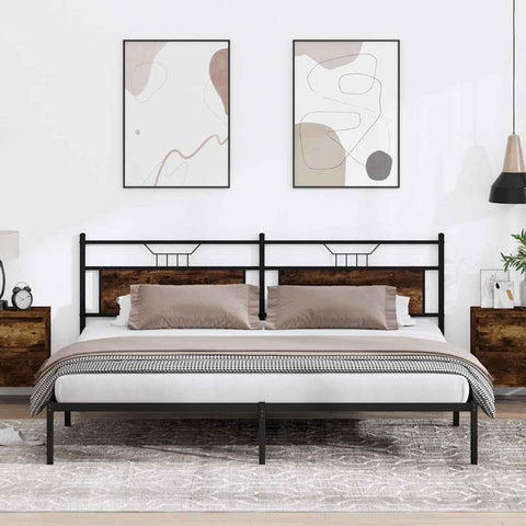 Bed Frame without Mattress Smoked Oak 200x200 cm Engineered Wood 4106750