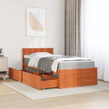 Bed with Drawers and Mattress Wax Brown 90x200 cm Solid Wood Pine 3281909