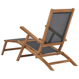 Deck Chair Black Solid Teak Wood 152 cm x 60 cm x 90 cm Foldable 47410