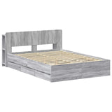Bed Frame with Storage Grey Sonoma 140 x 200 cm Engineered Wood 3433963
