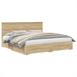 Bed Frame with Drawer Sonoma Oak 200 x 200 cm Engineered Wood 3411266