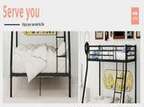 Black metal bunk bed with bunk beds, suitable for adults and children, equipped with ladder safety W3987P434157