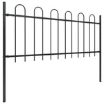 ZNTS Garden Fence with Hoop Top Steel 15.3x0.8 m Black 277655