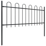 ZNTS Garden Fence with Hoop Top Steel 13.6x0.8 m Black 277654