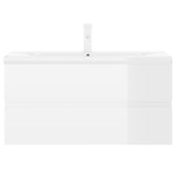 Sink Cabinet with Built-in Basin High Gloss White Engineered Wood 3071654