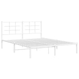 Metal Bed Frame without Mattress with Headboard White 150x200cm 355612