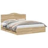 Bed Frame with Drawer Sonoma Oak 180 x 200 cm Engineer Wood 3413389