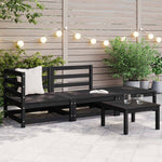 3 Piece Garden Lounge Set Black Solid Wood Pine 805704