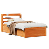 Bed Frame with Headboard Wax Brown 100x200 cm Solid Wood Pine 3307091