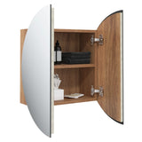 Bathroom Cabinet with Round Mirror&LED Oak 40x40x17.5 cm 345582
