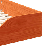 Bed Frame Wax Brown 100 x 210 cm Solid Pine Wood 873408