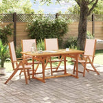 ZNTS 5 Piece Garden Dining Set Solid Wood Acacia and Textilene 3279282