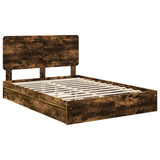 Storage Bed with Drawer Smoked Oak 140 x 190 cm Engineered Wood 3412690
