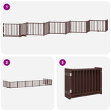 Dog Gate with Door Foldable 10 Panels Brown 800 cm Poplar Wood 3155747
