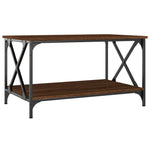 ZNTS Coffee Table Brown Oak 80x50x45 cm Engineered Wood and Iron 823321