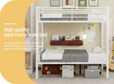 White reinforced metal bunk bed with iron art on top and bottom, dormitory/children's room double W3987P434160