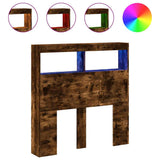 Headboard Cabinet with LED Smoked Oak 100x17x102 cm 839186