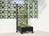 Garden Planter with Trellis&Wheels Black 40 x 40 x 131.5 cm PP 3422915