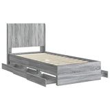 Bed Frame with Storage and Headboard Grey Sonoma 100 x 200 cm 3413976