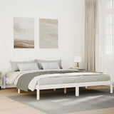 Extra Long Bed Frame without Mattress White 200x220 cm Solid Wood Pine 852427