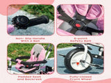 6 in 1 Kids Trike Push Bike w/ Push Handle, Canopy, 5-point Safety Belt, Storage, Footrest, Brake, T3398P347547