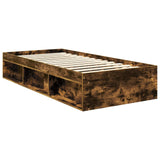 Bed Frame with Headboard Smoked Oak 90 x 200 cm Solid Pine Wood 3411059