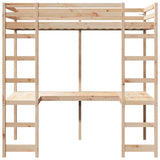 Loft Bed Frame Natural 80 x 200 cm Solid Pine Wood 3414552