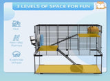 3 Tiers Hamster Cage, Gerbil Cage with Deep Glass Bottom, Non-Slip Ramps, Platforms, Hut, Exercise T3398P350087
