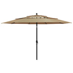 3-Tier Garden Parasol with Aluminium Pole Taupe 3.5 m 313879