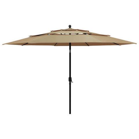 3-Tier Garden Parasol with Aluminium Pole Taupe 3.5 m 313879