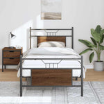 Bed Frame without Mattress Brown Oak 75x190 cm Small Single Engineered Wood 4106849