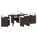 Garden Dining Set with Cushion 5 pcs Brown Poly Rattan 3379954