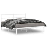 Metal Bed Frame without Mattress with Headboard White 150x200cm 355416