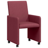 Dining Chairs with Wheels 2 pcs Wine red 57 x 66 x 94 cm Fabric 42017810
