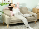 Two-Seater Velvet-Feel Sofa - Beige T3398P377881