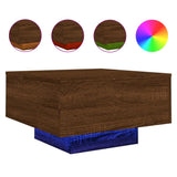 Coffee Table with LED Lights Brown Oak 55x55x31 cm 836580