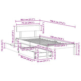 Bed Frame without Mattress White 75x190 cm Small Single Solid Wood Pine 3301499