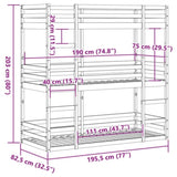 Triple Bunk Bed without Mattress 75x190 cm Small Single Solid Wood Pine 3284260