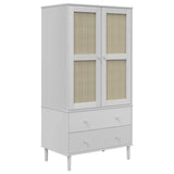 Wardrobe SENJA Rattan Look White 90x55x175 cm Solid Wood Pine 358035