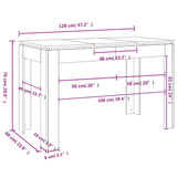 Dining Table Concrete Grey 120x60x76 cm Engineered Wood 800760