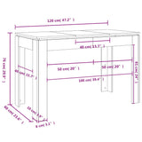 Dining Table Concrete Grey 120x60x76 cm Engineered Wood 800760