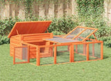 Rabbit Hutch Brown 144x123x67.5 cm Solid Wood Pine 172280