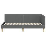 Corner Bed Frame with Headboard Dark Grey 90 cm x 200 cm Velvet 42016190