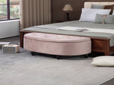 Semi-Circle Ottoman Storage Bench, Bed End Bench, Tufted Upholstered Window Seat Footrest Stool with T3398P344709