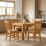 Dining Set 5 pcs Beige Solid Oak Wood 3430333